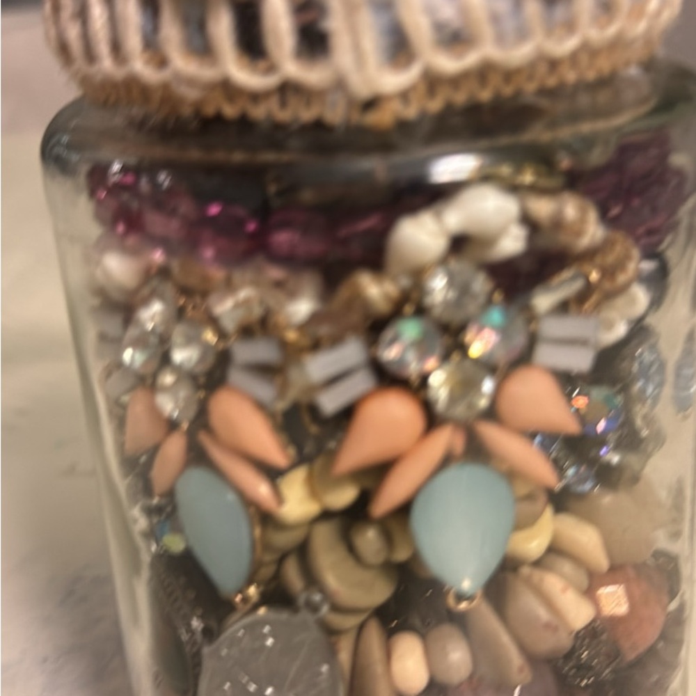 Colorful Beaded Jewelry Collection in Glass Jar